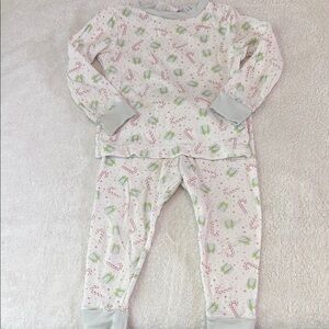 Classic White and Green Pajama Set with Candy Cane Design